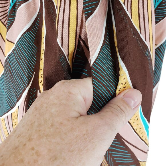 Autumn Adeigbo Della African Leaf Print Dress Smocked Pink Colorful - Picture 13 of 14